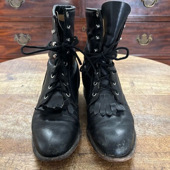 Vintage Justin Western Roper lace up Kiltie prairie boots 6.5 B - Picture 3 of 8